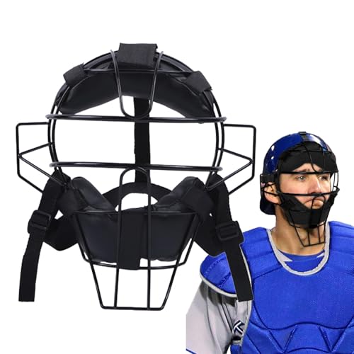 Baseballfänger-Maske, Gesichtsmaskenkäfig, Vollgesichtsschutz, gepolsterter Softball-Gesicht, Hals-Schutzmasken, leicht, bequeme Passform, hohler Stahlschutz für Schiedsrichter-Maske, behindert nicht von Generisch