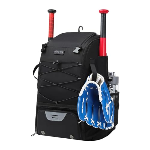 Baseballtasche für Jugendliche, Baseball-Rucksack mit Zaunhaken, große Kapazität, Softball-Rucksack, multifunktionale Baseballausrüstungstasche, leichte Softball-Schlägertasche für Sportliebhaber von Generisch