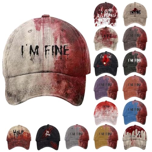 Basecap Herren, Cap Herren Damen Halloween Blutspritzer Printed Basecap Horror Blutige Kappe Baseball Cappy Sommer Unisex Party Caps Schwarz von Generisch