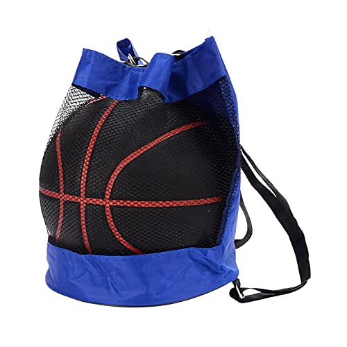 Basketball-Rucksack, Stoff, einzelne Schultertasche, Basketballnetztasche, Volleyballtasche, Fußballtasche, Make-up-Tasche, Kordelzug, Lay N Go (Blau, A) von Generisch