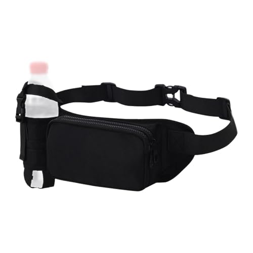 Bauchtasche mit Wasserflaschenhalter, verstellbare Bauchtasche, wasserabweisend, Lauftasche, Hüfttasche, Trinkgürtel für Wandern, Spazierengehen, Radfahren, Schwarz , Refer to description, Unisex von Generisch