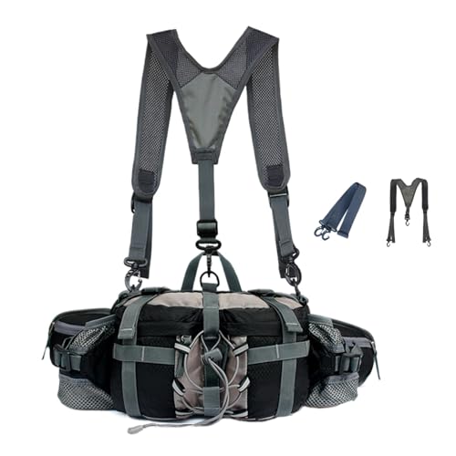 Bauchtasche – wasserdichte Wandergürteltasche mit Flaschenhalter, verstellbarer Gurt, wasserdichte Hüfttasche für Wandern, Laufen, Joggen, Angeln, Jagd, Schwarz , Refer to description, Uni von Generisch