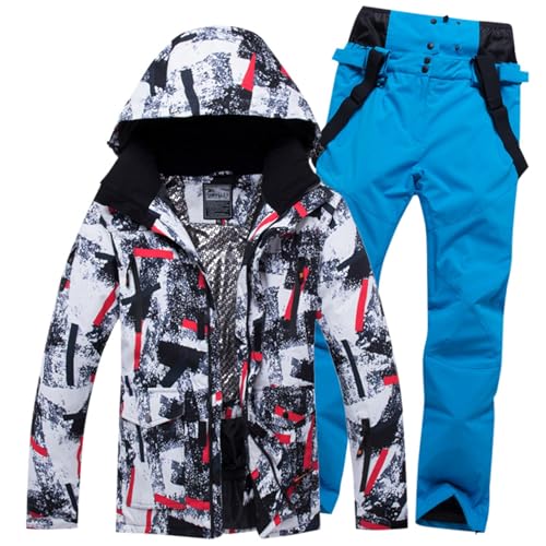 Befristetes Angebot, Skianzug Herren 2 Teilig Set Wasserdicht Snowboard Set Winter Langlaufski Set Thermo Overall Warm Schneeanzug Snowboardjacke Skibekleidung Thermoanzug Ski Anzug von Generisch