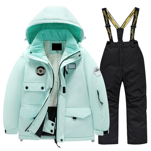 Befristetes Angebot Heute, Skianzug Kinder 2 Teilig Set Warm Winter Thermoanzug wasserdichte Schneeanzug Snowboard Set Thermo Overall Gefüttert Skibekleidung Ski Anzug Langlaufski Set von Generisch