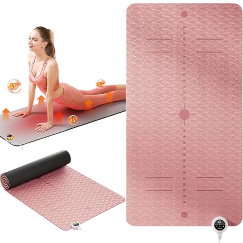 Beheizte Yogamatte, weiche Trainingsmatte, rutschfeste Trainingsmatte – 8 mm dicke Fitnessmatte mit einstellbarer Temperatur von 10–60 °C, 1–12 Stunden Timer – 183 x 66 x 0,8 cm von Generisch