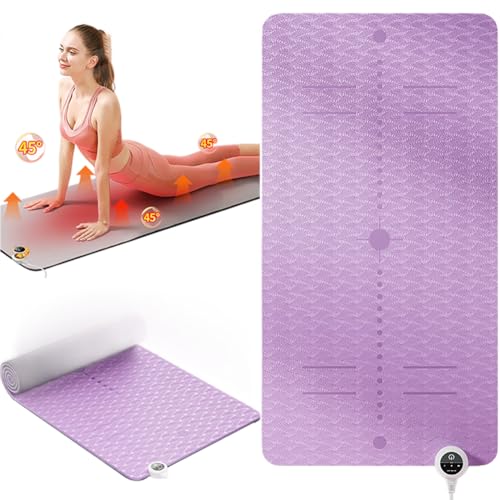 Beheizte Yogamatte, weiche Trainingsmatte, rutschfeste Trainingsmatte – 8 mm dicke Fitnessmatte mit einstellbarer Temperatur von 10–60 °C, 1–12 Stunden Timer – 183 x 66 x 0,8 cm von Generisch