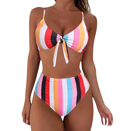 Bikini Damen Set Low Waist einfarbig Bademode Zweiteiliger Strand Bikini Swimsuit V Ausschnitt Sexy Badeanzug Bikini Sets von Generisch