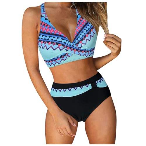 Bikini Damen Set Zweiteiliger, Bikini Brazilian Style Sport Bikini Für Damen, Neckholder Triangel V Ausschnitt Sexy Strandmode Einfarbig Badebekleidung Damen Überkreuztes Bademode von Generisch