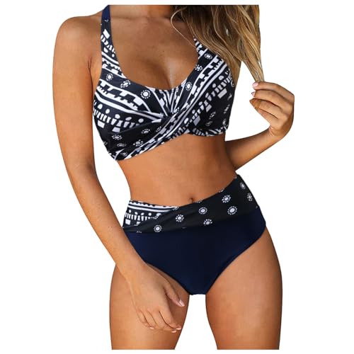 Bikini Set Damen Ruched Surfanzug Sportlich Badekleid Spitze Bikini Set Elastischer Beachwear Multicolor Badeshorts V-Ausschnitt Tankini Trendy Badeanzug Sexy Split-Badeanzug von Generisch