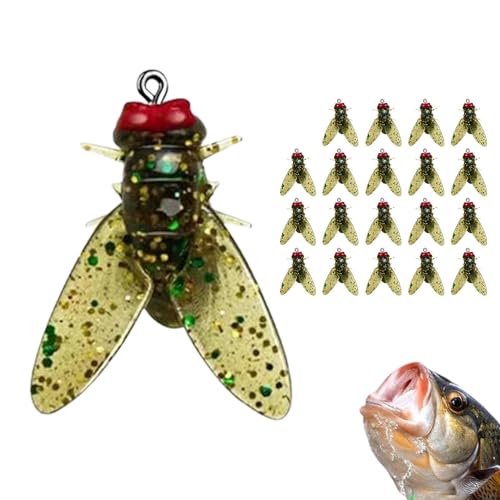 Bionischer Fliegenfischköder, Fliegenfischhaken, 20 Stück Fliegenhaken-Weichköder, Fischlockstoff-Angelausrüstung hinzufügen, künstlicher Angelköder mit geschärftem Haken von Generisch