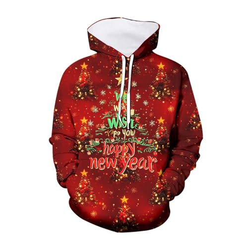 Black Friday, Weihnachts Hoodie Herren Mode Lustig Weihnachtshoodie - Weihnachtspullis Rundhals Sweatshirts Warm Kapuzenshirt Komfortabel Pullover Weihnachten Mit 3d Lustige Weihnachtsmotiv Sweatshirt von Generisch