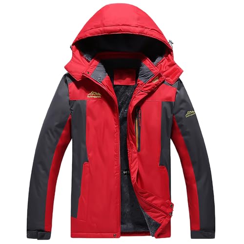 Black Friday Angebote 2024, Skijacke Herren Wasserdicht Winddicht Gefüttert Winterjacke - Wintermantel Verdickt Warm Outdoorjacke mit Abtrennbarer Kapuze Funktionsjacke für Wandern Fahrrad Camping von Generisch