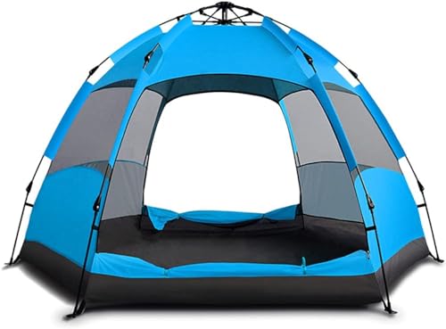 Blackout Hexagon Dome Camping Zelt mit Baldachin Veranda - Automatisches Pop Up Leicht, Winddicht & Wasserdicht - Tragbares Instant-Familienzelt für Outdoor, Garten, Wandern, Strand von Generisch