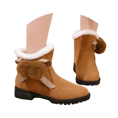 Blitzangebote des Tages Aktuell Winterstiefel Damen Gefüttert Boots Winter Sportschuhe Barfußschuhe Outdoor Schuhe Botas De Invierno Mujer Sneaker Stiefel Fall Women Braun,41 von Generisch