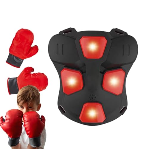 Box-Körperpolster, Box-Körperschutz - LED-beleuchtete Musik-Kind-Taekwondo-Brustschutz-Boxjacke mit Handschuhen | Oberbauch-Schutzpolster für Kinder, Sportausrüstung für Sparring, Training, Schlagen von Generisch