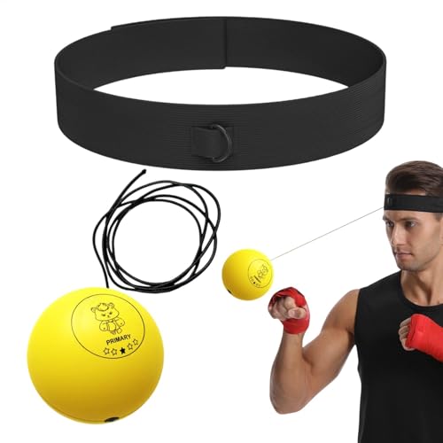 Box-Reflexball - Box-Reaktionsball mit Kopfband | Fokuss- und Hand-Augen-Koordinationstraining | Kopfmontierter Getriebe-Boxball | Box-Speedball für Boxliebhaber, Anfänger von Generisch