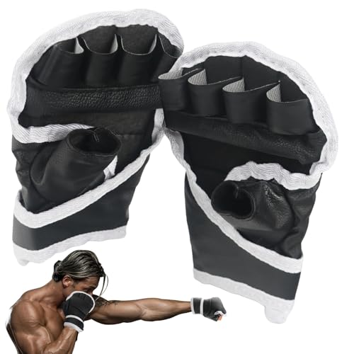 Box-Trainingshandschuhe,Halbfinger-Boxhandschuhe | Halbfinger-Kampfhandschuhe aus PU-Leder,Modisches Trainingszubehör, Schwarze Schlaghandschuhe für Muay Thai, Karate von Generisch