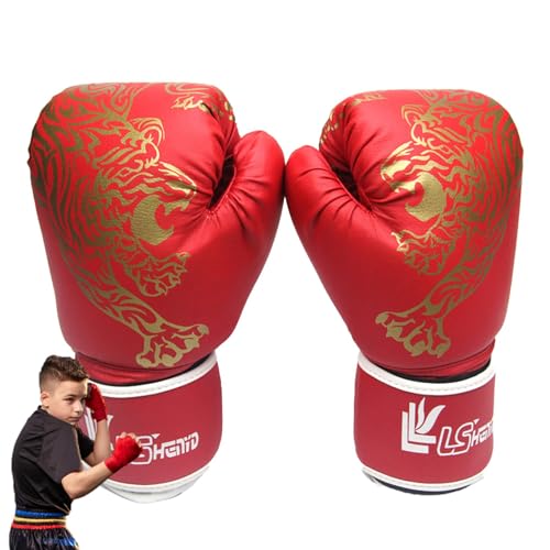 Boxhandschuhe, Muay Thai-Handschuhe, Boxtraining, Kampfhandschuhe, PU-Leder, Tiger-Druck, atmungsaktiv, Muay Thai, Sparring, Kickboxen, professionelle Handschuhe von Generisch