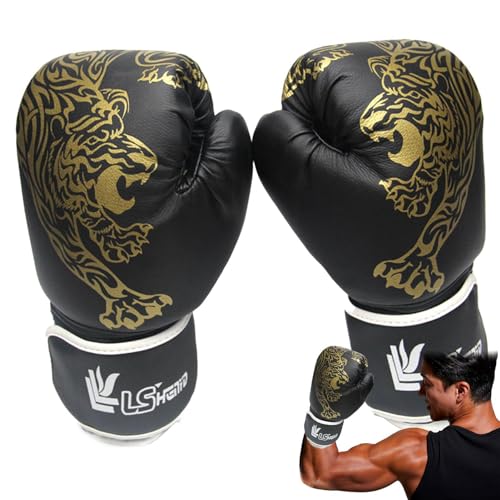 Boxhandschuhe, Sparring-Boxhandschuhe, Kinder-Boxhandschuhe, Unisex, PU-Leder, Tiger-Druck, Kampfspiel, Handschutz, Fitness, Sporthandschuhe für Herren von Generisch