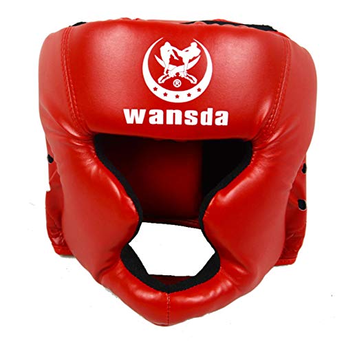 Boxhelm MMA Muay Thai - Verstellbarer Box-Gesichtsschutz, Box-Kopfschutz, Kopfbedeckung für Sparring, Grappling, Kampfsport, Kickboxen, Gear Helm für Sparring, PU-Leder von Generisch