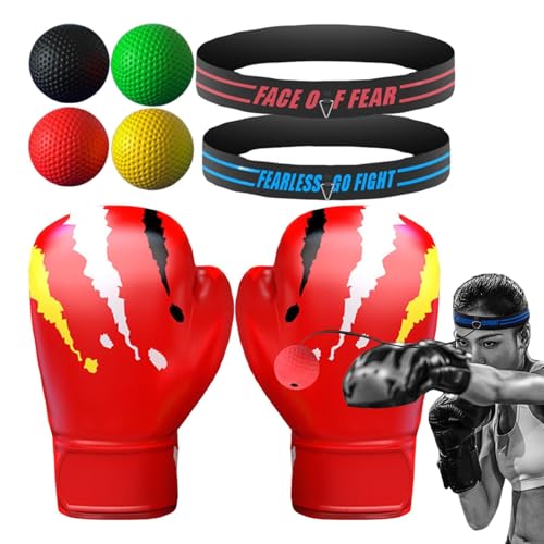 Boxing Reflex Ball, Adjustable Reflex Ball Set, Reflex Ball with Headband, Boxing Training Ball, Portable Boxing Equipment, Reflex Ball for Kids, Training Set with Gloves, Boys Boxing Equipment, Girls von Generisch