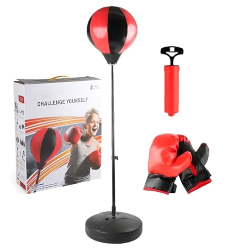 Boxsack - Speed Bag Wih Handschuhe | Punchingball mit verstellbarem Höhenständer | Boxsack Set | Stress Buster | Boxen Boxsack | Boxsack mit Ständer Spielzeug für über 13 Jahre alte Kinder von Generisch