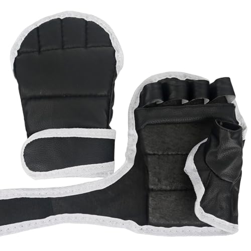 Boxsack-Trainingshandschuhe, Pu-Leder-Halbfinger-Kampfhandschuhe, Kampfsporthandschuhe, Grappling, Sparring, tragbare Schwarze Karate-Fäustlinge, schlagfeste Fäustlinge für Muay Thai von Generisch