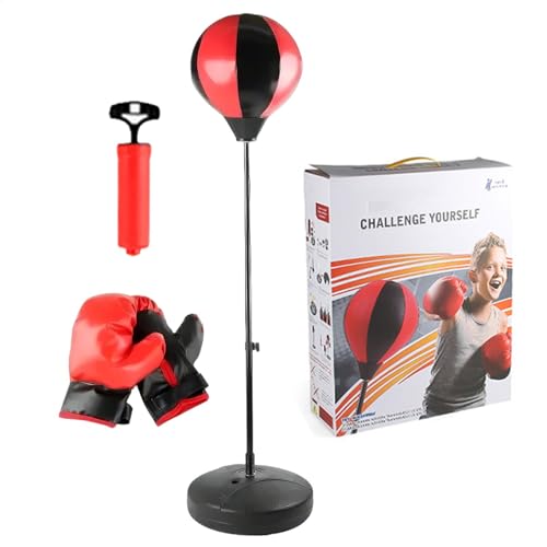 Boxsack mit Handschuhen, verstellbares Boxset mit Ständer | Boxsack mit Basisset | Höhenverstellbarer Boxsack, Sportspielzeug, Boxsack-Set, Spielzeug mit Handschuhen für Zuhause, Fitnessstudio von Generisch