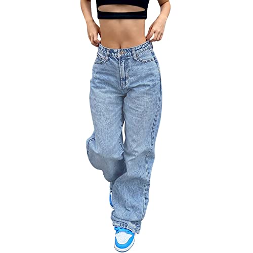 Boyfriend Jeans Damen Damen Hose, Baggy Jeans Damen Low Waist Boyfriend Jeanshose Vintage Hip-Hop Denim Hose Breites Bein Locker Schlupfjeans Y2K Jeans Hosen Streetwear von Generisch