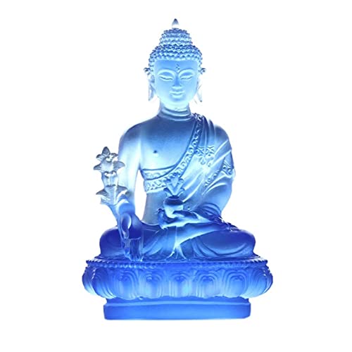 Buddha-Statue, Zen-Buddha, Heimeinrichtung, Tempel, Veranda, Weihe, altes Glas, Buddha-Skulptur, Schreibtischdekoration, Feng Shui-Statue (Farbe: Eiche) von Generisch