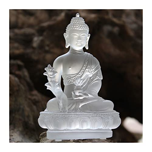 Buddha-Statue, Zen-Buddha-Statue, Heimeinrichtung, Tempel, Veranda, Weihe, altes Glas, Buddha-Skulptur, Schreibtischdekoration, Feng Shui-Statue (Farbe: Eiche) von Generisch