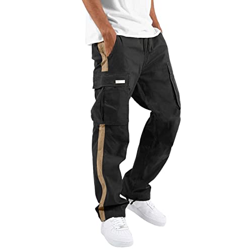 Cargohose Männer Leichte Jogginghose - Outdoor Hosen Trekkinghose Weite Pants Lang Herrenhosen Trekking Cargo Hose Fitness Sommerhose Autumn Stoffhose Freizeithose Sporthose Mit Taschen von Generisch