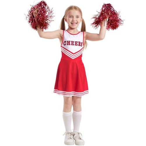 Cheerleader Kostüm Damen, Cheerleader Kostüm Kinder, Mädchen Karneval Kostüm Cheerleadering Outfit Mädchen Für Karneval Halloween,Fasching Karneval kostüm Kinder mädchen von Generisch