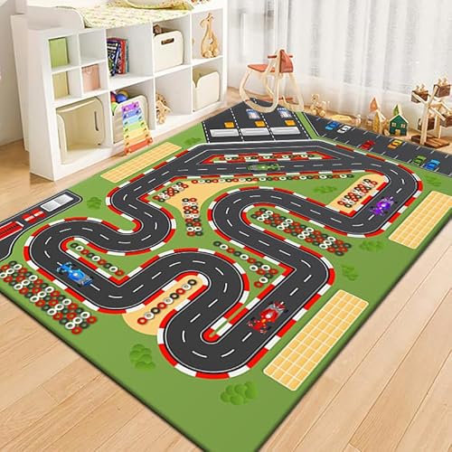 City Road Teppich Cartoon Fliegendes Schach Teppich Nachttisch Teppich Labyrinth Sofa Teppich Kinderzimmer Teppich Weich und Leicht zu Reinigen (Stil1,80 x 120 cm) von Generisch