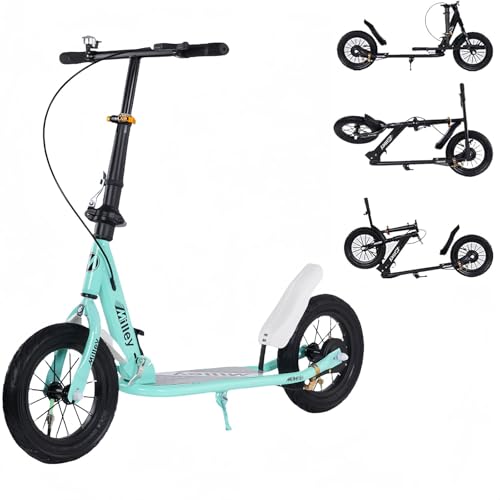 Cityroller 12 Zoll Faltbar Cityroller mit Bremse Big Wheel Scooter, 150KG Tragkraft Höhenverstellbar Kickscooter für Kinder ab 7 Jahre Kinder und Jugendliche von Generisch