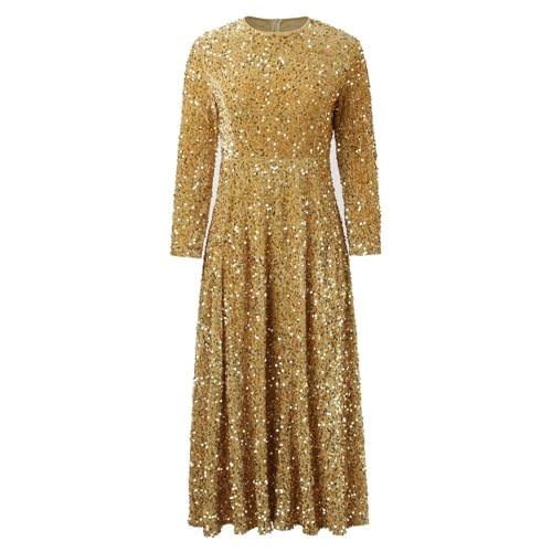 Cocktailkleid Damen Festliche Kleider Glitzer Kleid Elegant Abendkleider Glitzer Festlich Sexy Brautjungfernkleider Abendkleider Silvester Kleid Elegante Kleider Gold S von Generisch