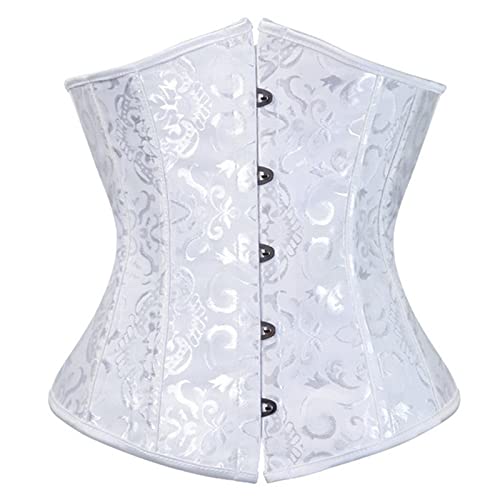 Corset, Corsage Damen, Korsett Weiß White Corset Halloween Kostüm Damen Orange Schwarz Vampir Korsage Schwarzes Cosette Kleid von Generisch