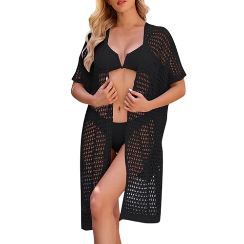 Cover Up Damen Gestrickte Netzoberteil - Große Größen Strandtunika Durchsichtig Tunika Sommer Outfits Leicht Elegant Häkeltop Strandponcho Strandurlaub Badeanzug Bikini Cover-Ups von Generisch