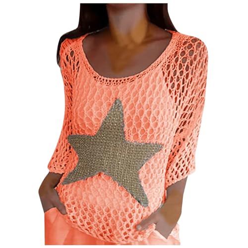 Crochet Top Damen Gestrickte Häkel - Häkelkleid Sommer Festival Outfit Bikini Strandtunika Elegant Tunika Leicht Sexy Netzoberteil Strandponcho Strandurlaub Badeanzug Cover-Ups von Generisch