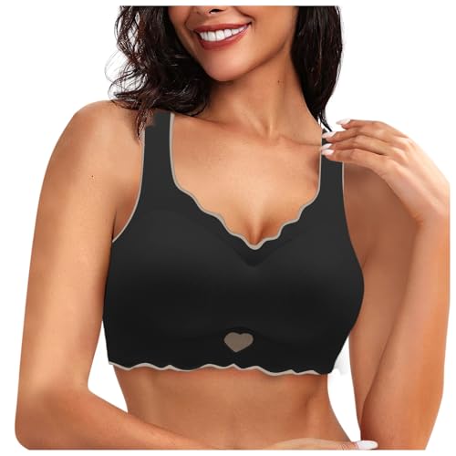 Damen BH Push Up Leichter Nudefarben Bralette Seamless Zero Feel Shaper-BH Unsichtbar V Ausschnitt T-Shirts Weicher Nahtlos Wohlfühl-BH Gepolstert Atmungsaktiver Bustier Soft Bra von Generisch