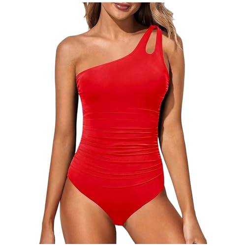 Damen Badeanzug Bauchweg, Push Up Badeanzüge Für Damen One Piece, Selbstbindung Badekleid Strandmode Damen Sommer 2025 Neues Modell Hohles Design V Ausschnitt Swimsuits von Generisch