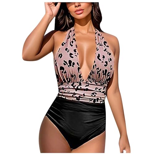 Damen Badeanzug Einteilige Comf Surfanzug Plus Size Baderock Bling Badeanzugkleid Sexy Badeanzüge Atmungsaktiver Tankini Elegant Badeanzugkleid V-Ausschnitt Badebekleidung Rückenfrei Badekleid von Generisch