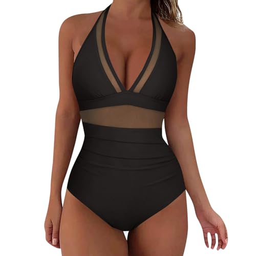 Damen Badeanzug Einteilige Ruched Badehose Sexy Badeanzugkleid Bling Tankini Hautfreundliches Badeanzugkleid Atmungsaktiver Badebekleidung Push Up Surfanzug Trendy Badeanzüge Rückenfrei Beachwear von Generisch