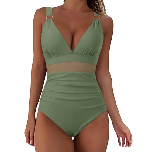 Damen Badeanzug Vintage Badeanzugkleid Bling Neoprenanzug Hautfreundliches Badeanzugkleid Wassersport Neoprenanzug V-Ausschnitt Bikini Set Plus Size Badehose Elastischer Tankini Elegant Badeanzüge von Generisch