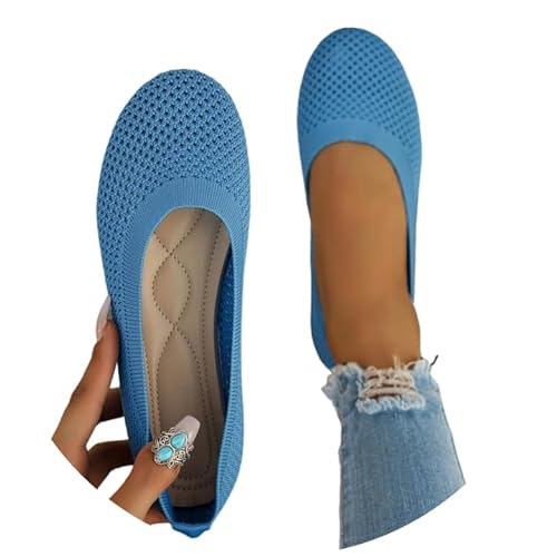 Damen Ballerinas Slip On Schuhe rutschfest Flach Stricken Sneaker Bequem Sommer Elegant Runde Zehe Sportlich Flat Schuhe Tanzschuhe Frauen Blau 36 Damen Ballerinas Slip On Schuhe rutschfest Flach Stricken Sneaker Bequem Sommer Elegant Runde Zehe Sportlich Flat Schuhe Tanzschuhe Frauen Blau 36 von Generisch