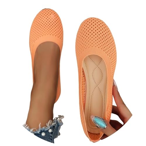 Damen Ballerinas Slip On Schuhe rutschfest Flach Stricken Sneaker Bequem Sommer Elegant Runde Zehe Sportlich Flat Schuhe Tanzschuhe Frauen Orange 41 Damen Ballerinas Slip On Schuhe rutschfest Flach Stricken Sneaker Bequem Sommer Elegant Runde Zehe Sportlich Flat Schuhe Tanzschuhe Frauen Orange 41 von Generisch