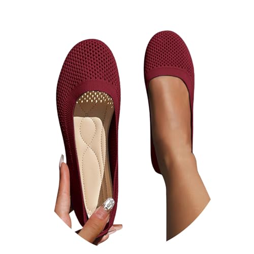 Damen Ballerinas Slip On Schuhe rutschfest Flach Stricken Sneaker Bequem Sommer Elegant Runde Zehe Sportlich Flat Schuhe Tanzschuhe Frauen Rot 38 Damen Ballerinas Slip On Schuhe rutschfest Flach Stricken Sneaker Bequem Sommer Elegant Runde Zehe Sportlich Flat Schuhe Tanzschuhe Frauen Rot 38 von Generisch