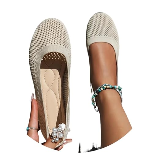 Damen Ballerinas Slip On Schuhe rutschfest Flach Stricken Sneaker Bequem Sommer Elegant Runde Zehe Sportlich Flat Schuhe Tanzschuhe Frauen Weiß 40 Damen Ballerinas Slip On Schuhe rutschfest Flach Stricken Sneaker Bequem Sommer Elegant Runde Zehe Sportlich Flat Schuhe Tanzschuhe Frauen Weiß 40 von Generisch
