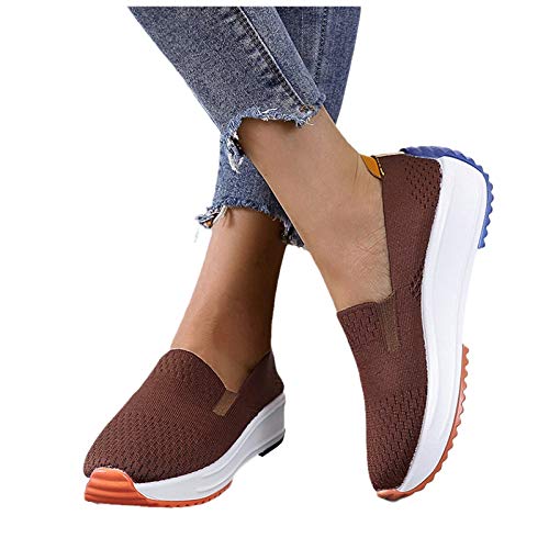 Damen Basketballschuhe Sports Gestrickte Spitzenschuhe Lässig zschuhe Wanderschuhe Walking-Schuhe Sommer Sicherheitsschuhe bequem Gummischuhe Walking weiß Tierhausschuhe Jogging Silber Segelschuhe von Generisch