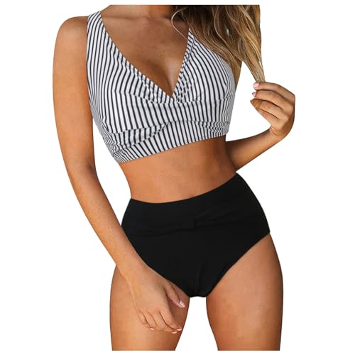 Damen Bikini Set Badeanzug, Bikini Brazilian Style Sexy Bikini Bademode Damen, Neckholder Hohles Design Volltonfarbe Sexy Strandmode Badekleid Für Danmen Überkreuztes Bademode von Generisch